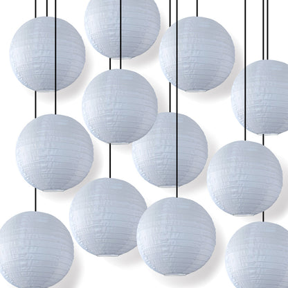BULK PACK (12) 6" White Shimmering Nylon Lantern, Even Ribbing, Durable, Hanging