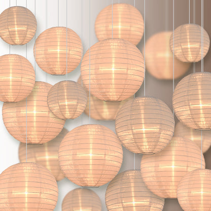 Ultimate 20-Piece White Variety Nylon Lantern Party Pack - Assorted Sizes of 6", 8", 10", 12" (5 Round Lanterns Each) for Weddings, Events and Décor