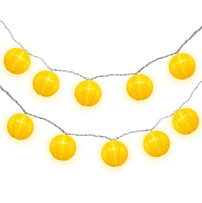 BLOWOUT 4" Yellow Round Shimmering Nylon Lantern Party String Lights (8FT, Expandable)