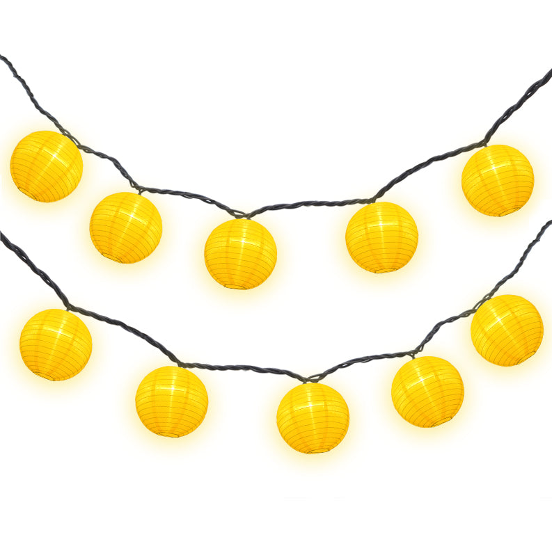 4" Yellow Round Shimmering Nylon Lantern Party String Lights (8FT, Expandable)