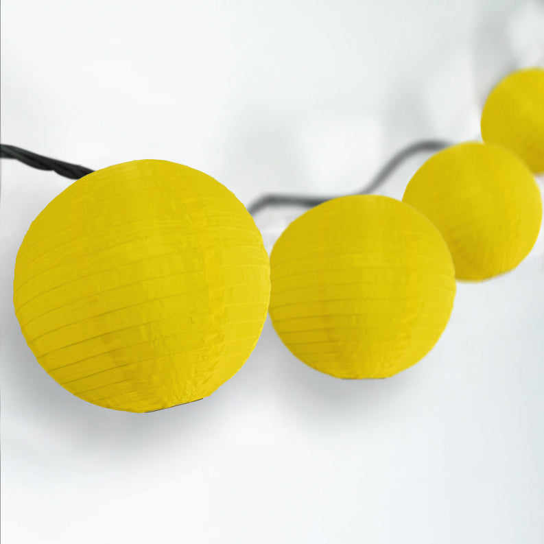 BLOWOUT 4" Yellow Round Shimmering Nylon Lantern Party String Lights (8FT, Expandable)
