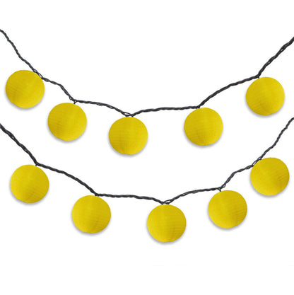 BLOWOUT 4" Yellow Round Shimmering Nylon Lantern Party String Lights (8FT, Expandable)