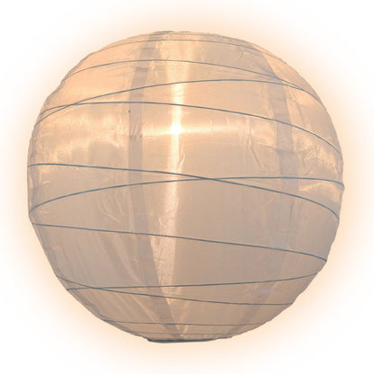 30" White Jumbo Shimmering Nylon Lantern, Crisscross Ribbing, Durable, Dry Outdoor Hanging Decoration