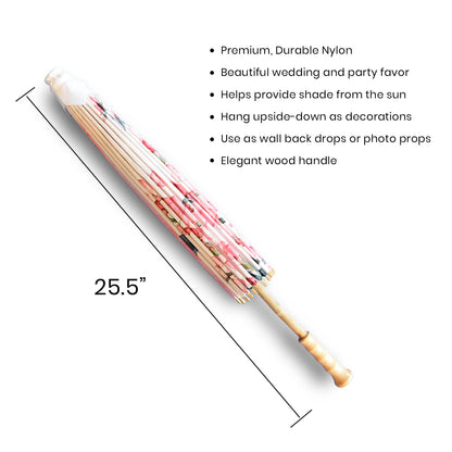 32" Pink Cherry Blossom Premium Nylon Parasol Umbrella with Elegant Handle