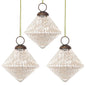 3-PACK | 3" Silver Adele Mercury Glass Diamond Ornament Christmas Decoration