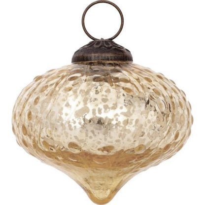 3-PACK | 2.75" Gold Tania Mercury Glass Dotted Drop Ornament Christmas Decoration