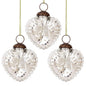 3-PACK | 3" Silver Viola Mercury Glass Heart Ornament Christmas Tree Decoration
