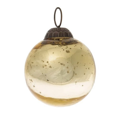3-PACK | 2.5" Gold Ava Mercury Glass Ball Ornament Christmas Holiday Decoration
