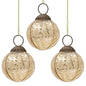 3-PACK | 3" Gold Penina Mercury Glass Round Faceted Ornament Christmas Decoration
