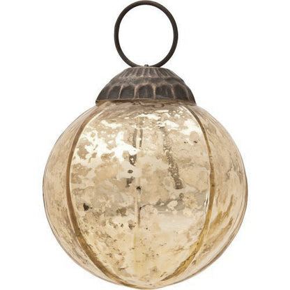 3-PACK | 3" Gold Penina Mercury Glass Round Faceted Ornament Christmas Decoration