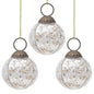 3-PACK | 3" Silver Penina Mercury Glass Round Faceted Ornament Christmas Decoration