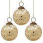3-PACK | 3" Gold Lana Mercury Crackle Ball Glass Ornament Christmas Tree Decoration