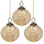 3-PACK | 2.5" Gold Nola Mercury Glass Waved Ball Ornament Christmas Decoration