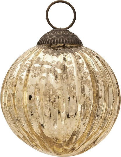 3-PACK | 3" Gold Mona Mercury Glass Lined Ball Ornament Christmas Decoration