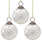 3-PACK | 3" Silver Joy Mercury Disco Ball Glass Ornament Christmas Tree Decoration