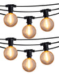 25 Socket Outdoor Commercial String Light Set, Shatterproof LED Bulbs, 29 FT Black Cord w/ E12 C7 Base, Weatherproof