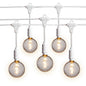 25 Socket Suspended Outdoor Commercial String Light Set, Shatterproof LED Bulbs, 29 FT White Cord w/ E12 C7 Base, Weatherproof