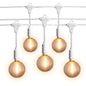 50 Socket Suspended Outdoor Commercial String Light Set, Shatterproof LED Bulbs, 54 FT White Cord w/ E12 C7 Base, Weatherproof