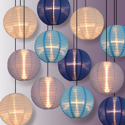 Blue Lagoon Color Party Even Ribbing Ribbed Nylon Lantern Combo Set (12 pc Set)