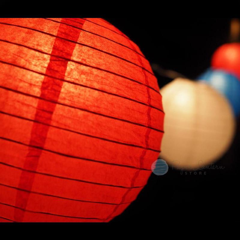 12" Patriotic 4th of July Paper Lantern String Light COMBO Kit (21 FT, EXPANDABLE, White Cord) - PaperLanternStore.com - Paper Lanterns, Decor, Party Lights & More