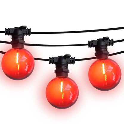25 Socket Multi-Color Outdoor Commercial String Light Set, 29 FT Black Cord w/ 1-Watt Shatterproof LED Bulbs, Weatherproof SJTW