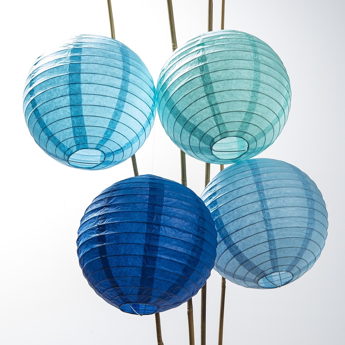 12-Pack of 8 Inch Multicolor Blue No Frills Paper Lanterns - PaperLanternStore.com - Paper Lanterns, Decor, Party Lights & More