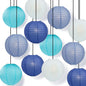 12-Pack of 8 Inch Multicolor Blue Even Ribbing Paper Lanterns Party Pack