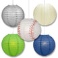 Seattle Pro Baseball 14-inch Paper Lanterns 5pc Combo Party Pack - Navy Blue, Silver, Green, Yellow & Cream - PaperLanternStore.com - Paper Lanterns, Decor, Party Lights & More