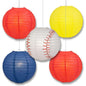 St Louis Pro Baseball 14-inch Paper Lanterns 5pc Combo Party Pack - Red, Navy Blue & Yellow