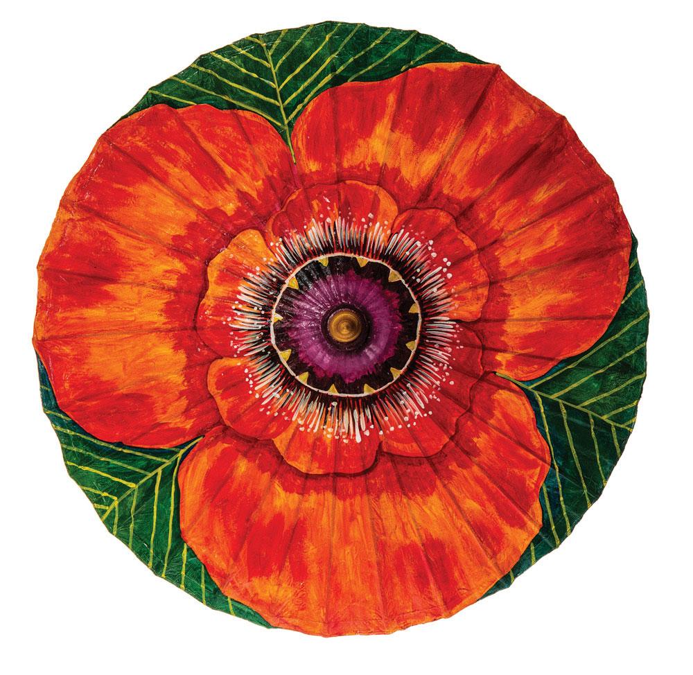 Hand Painted Poppy Flower Paper Parasol - PaperLanternStore.com - Paper Lanterns, Decor, Party Lights & More