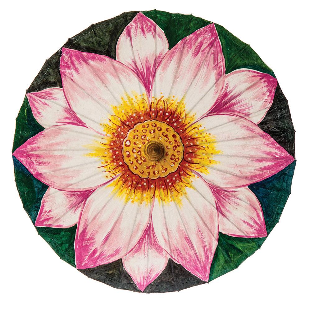 Hand Painted Lotus Blossom Paper Parasol - PaperLanternStore.com - Paper Lanterns, Decor, Party Lights & More