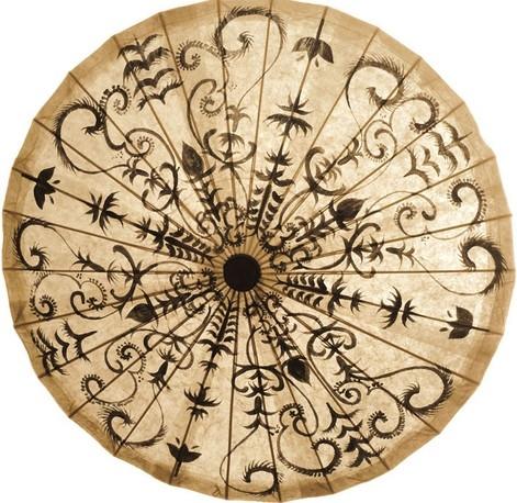 32 Inch Painted Henna Design Paper Umbrella - PaperLanternStore.com - Paper Lanterns, Decor, Party Lights & More