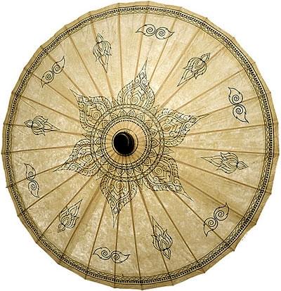 32 Inch Painted Tibetan Flame Motif Paper Umbrella - PaperLanternStore.com - Paper Lanterns, Decor, Party Lights & More