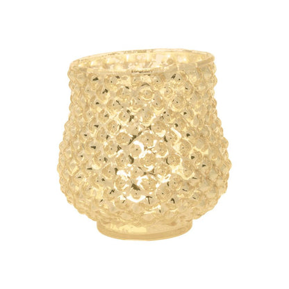 Farmhouse Gold Mercury Glass Tea Light Votive Candle Holders (Set of 4, Assorted Designs and Sizes)
