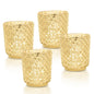 4-PACK | Vintage Mercury Glass Candle Holder (3-Inch, Small Rachel Design, Gold) - For use with Tea Light - Decorative Candle Holder for Home Decor and Wedding Centerpieces