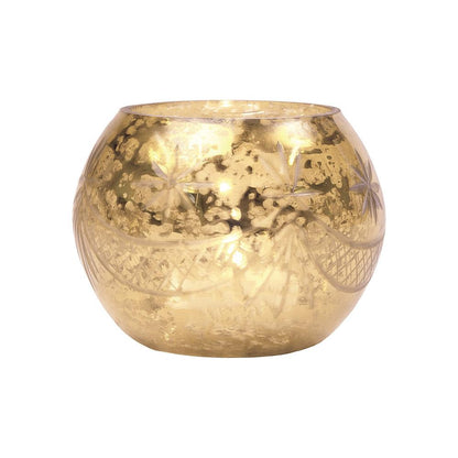 Shabby Chic Gold Mercury Glass Tea Light Votive Candle Holders (Set of 5, Assorted Designs and Sizes)