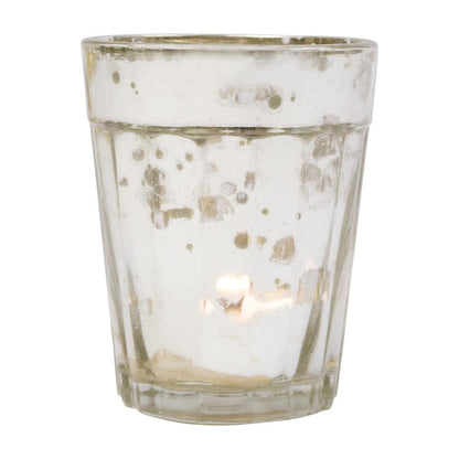 Bohemian Chic Silver Mercury Glass Tea Light Votive Candle Holders (Set of 5, Assorted Designs and Sizes)