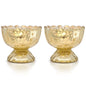 2-PACK | Vintage Mercury Glass Candle Holder (3-Inch, Suzanne Design, Sundae Cup Motif, Gold) - For Use with Tea Lights - Home Decor and Wedding Decorations