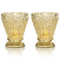 2-PACK | Vintage Mercury Glass Candle Holder (4-Inch, Rosemary Design, Gold) - For Use with Tea Lights - For Home Decor, Parties, and Wedding Decorations