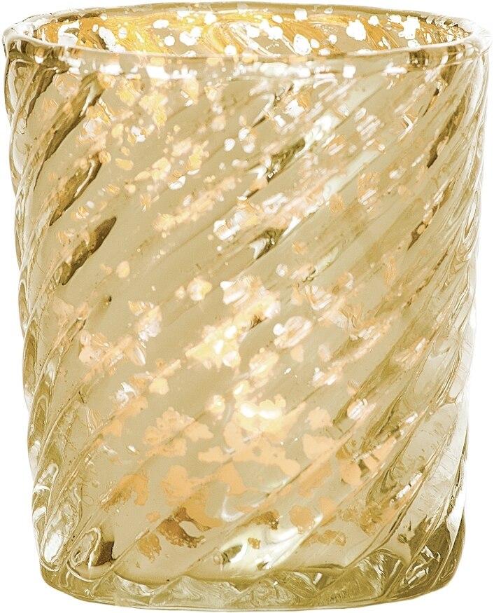Royal Banquet Gold Mercury Glass Tea Light Votive Candle Holders (5 PACK, Assorted Designs and Sizes)