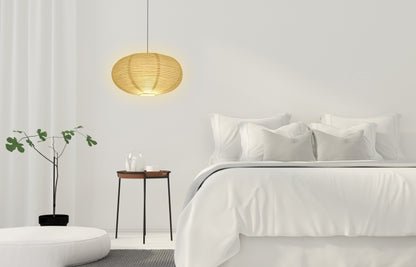 Large Oval Shaped Premium Fine Line Paper Lantern, White (22"W x 13")