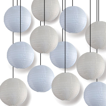 12-Piece Wedding White and Beige Nylon Lantern Party Pack Set