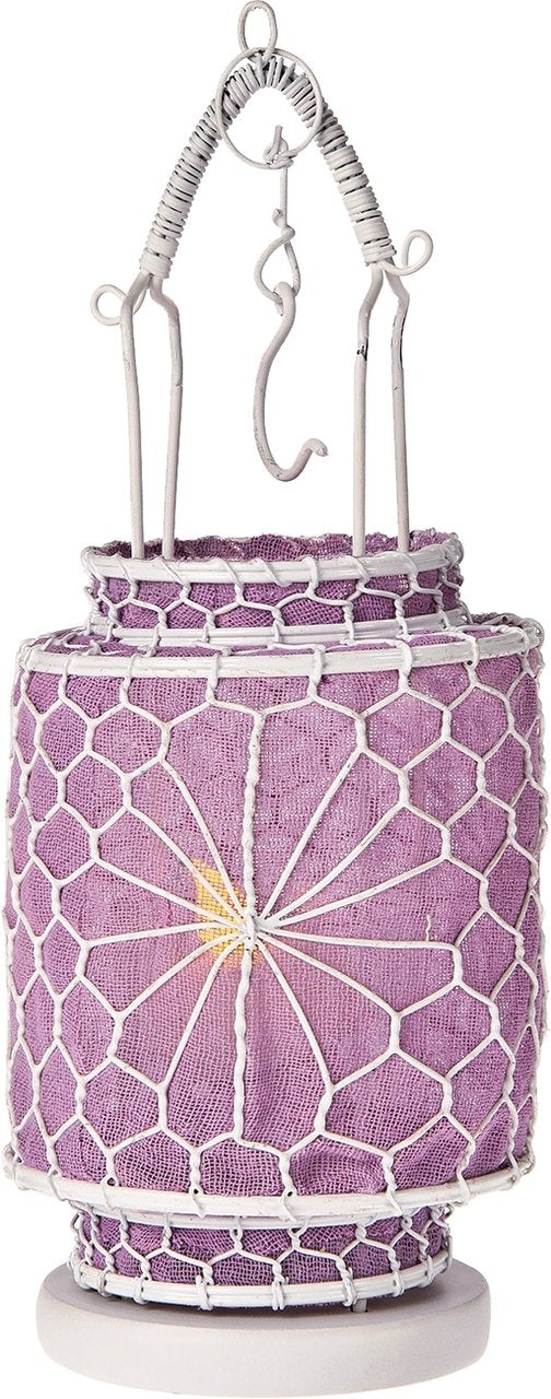 Lilac Purple Hanging Wire and Linen Candle Lantern - PaperLanternStore.com - Paper Lanterns, Decor, Party Lights & More