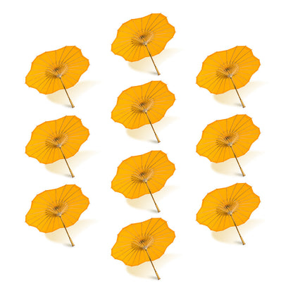 BULK PACK (10-Pack) 32" Orange Paper Parasol Umbrella, Scallop Blossom Shaped with Elegant Handle