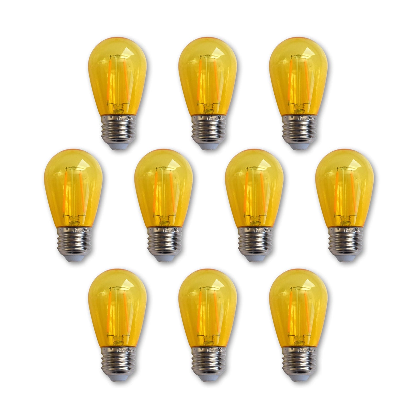 10-PACK Yellow LED Filament S14 Shatterproof Energy Saving Color Light Bulb, Dimmable, 2W,  E26 Medium Base
