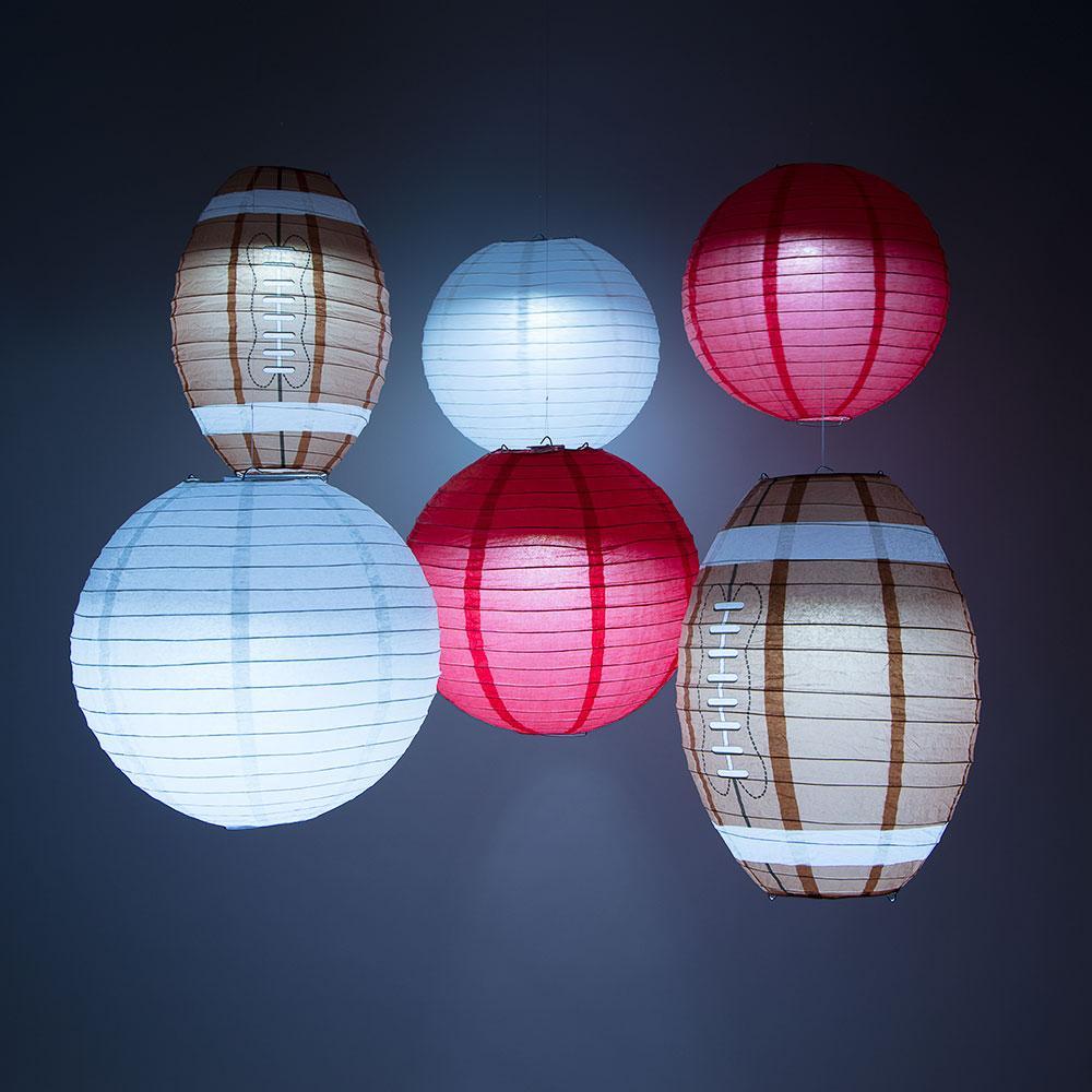 Arizona Pro Football Paper Lanterns 6pc Combo Tailgating Party Pack (Red/White)  - by PaperLanternStore.com - Paper Lanterns, Decor, Party Lights & More