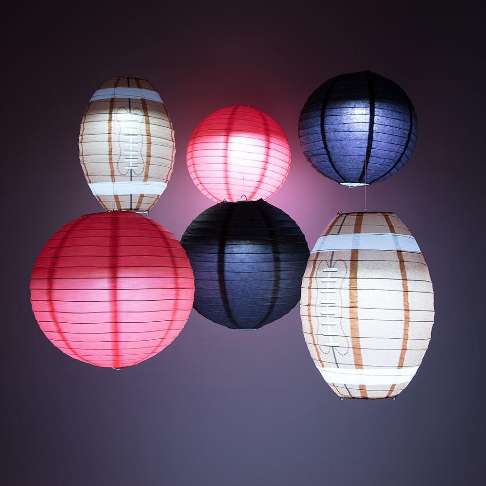 Atlanta Pro Football Paper Lanterns 6pc Combo Tailgating Party Pack (Black/Red)  - by PaperLanternStore.com - Paper Lanterns, Decor, Party Lights & More