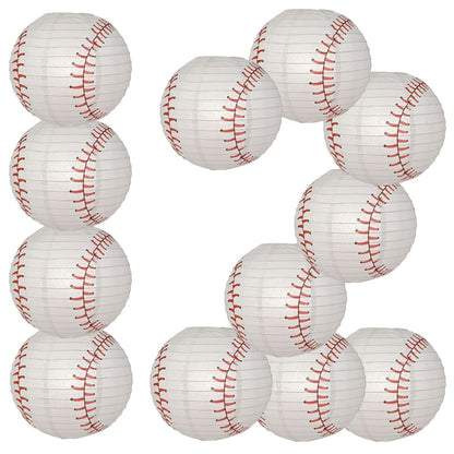 12 PACK | 14" Baseball Paper Lantern Shaped Sports Hanging Decoration - PaperLanternStore.com - Paper Lanterns, Decor, Party Lights & More
