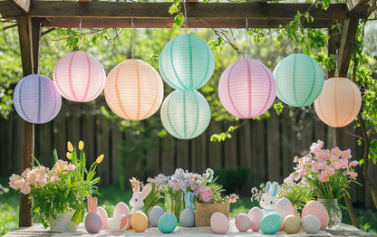 Pastel Glow Easter Paper Lantern Combo Variety Set (12 PACK)