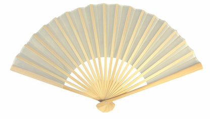BULK PACK (50) 9" Beige / Ivory Silk Hand Fans for Weddings - PaperLanternStore.com - Paper Lanterns, Decor, Party Lights & More
